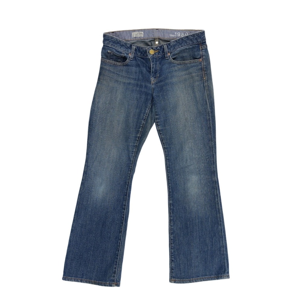 Gap 1969 Jeans Women's Size 27 4 Medium Wash Blue Curvy Flare Mid Rise Denim